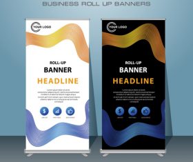White and black background business roll up banners vector