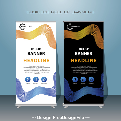 White and black background business roll up banners vector