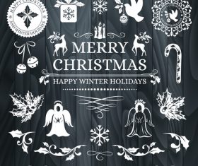 White label christmas element new year greeting card vector