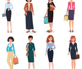 Woman in different dresses vector