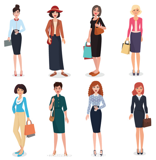 Woman in different dresses vector