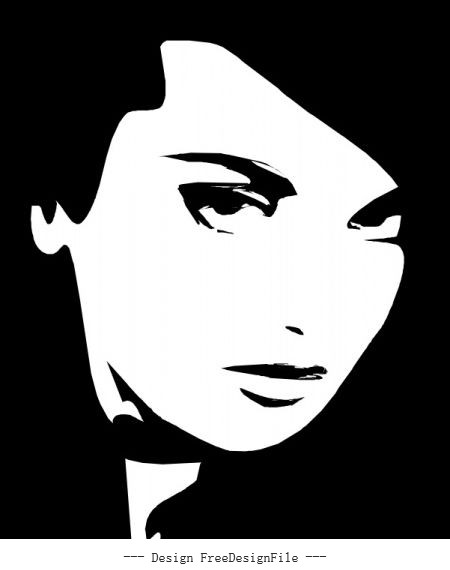 Woman face black and white free vector