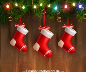 Wooden background Christmas decoration card vector