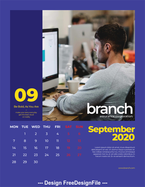 Working man cover calendar 2020 vector
