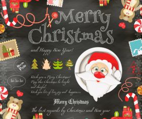 Xmas card chalk santa vector