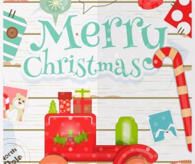 Xmas poster car vector