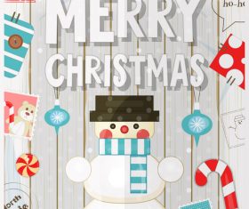 Xmas poster snowman vector
