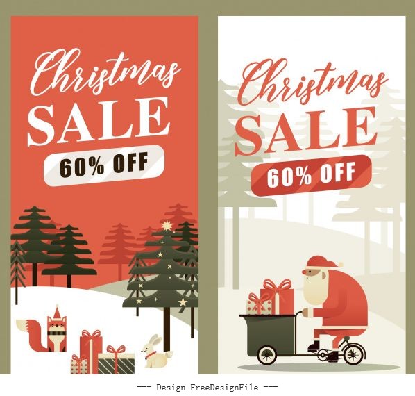 Xmas sale banners flat vertical shiny vector