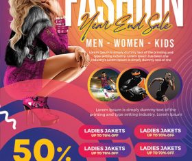 Year and sale fashion flyer psd template