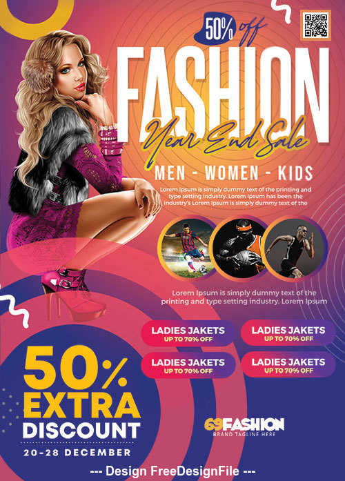 Year and sale fashion flyer psd template