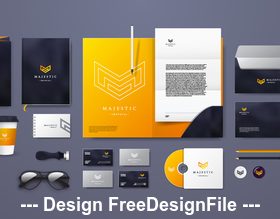Yellow and black background corporate branding identity template vector