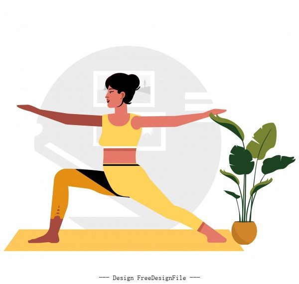 Yoga background woman doing exercise cartoon character vector
