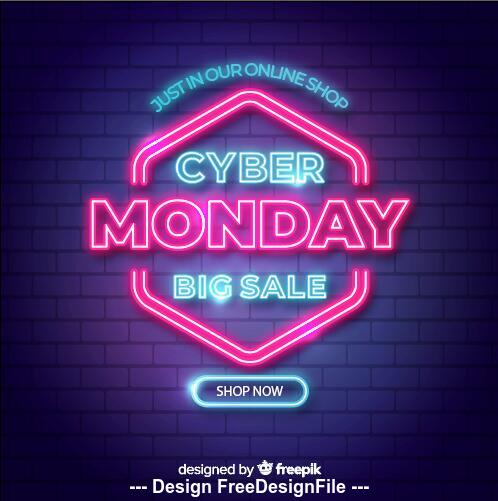 big sales cyber monday neon design lights vector