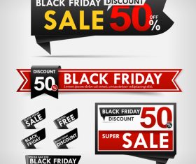 black friday web tag banner promotion sale discount style vector