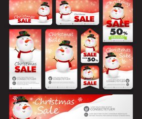 christmas sale with snowman web tag banner promotion sale discount style vector