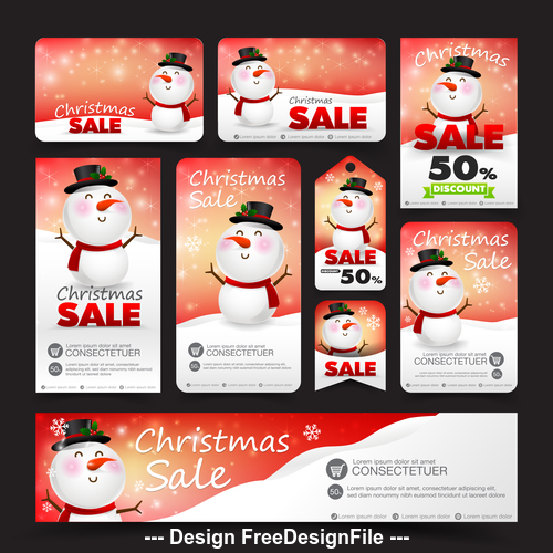christmas sale with snowman web tag banner promotion sale discount style vector