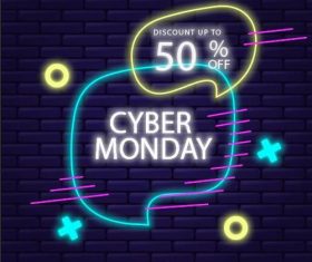 cyber monday concept with neon design vector