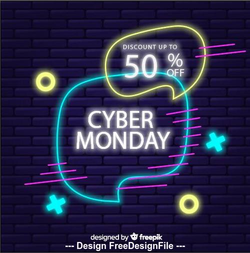 cyber monday concept with neon design vector