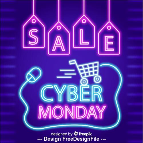 cyber monday concept with neon style vector