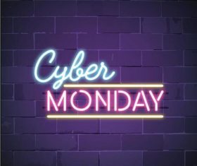 cyber monday neon sign background vector