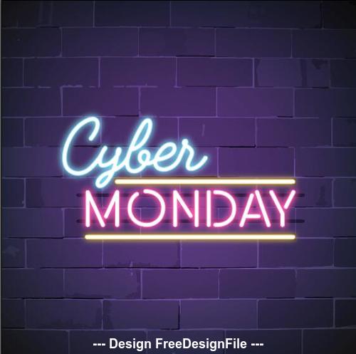 cyber monday neon sign background vector