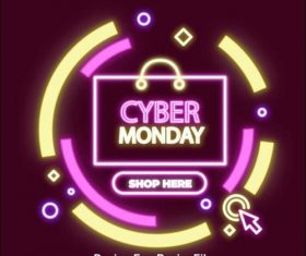cyber monday sale neon banner vector