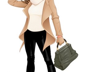 fashion girl posing with sunglasses in her hands vector