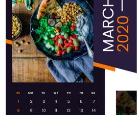 food 2020 wall calendar vector