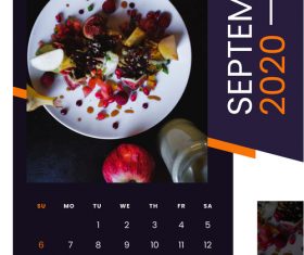 food restaurant 2020 calendar vector
