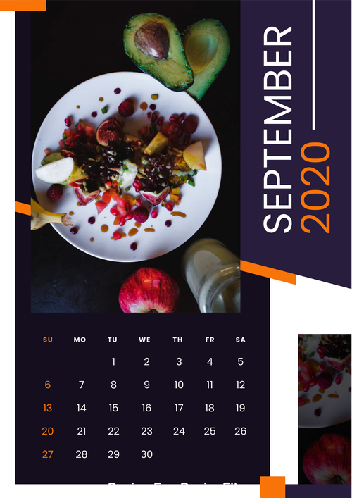 food restaurant 2020 calendar vector
