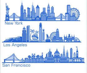 los angeles and other cities cities building silhouette vector