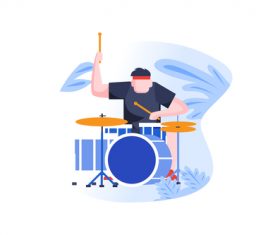 play the drum cartoon vector