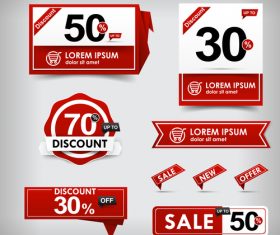 red and white web tag banner promotion sale discount style vector