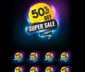 super sale neon vector