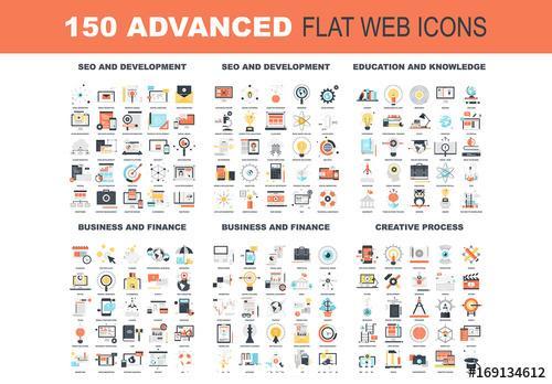 150 Colorful icons vector