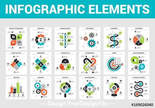 18 square infographic icons vector