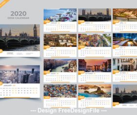 2020 Desk calendar template creative vector