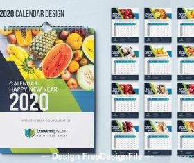 2020 fruit background wall calendar vector