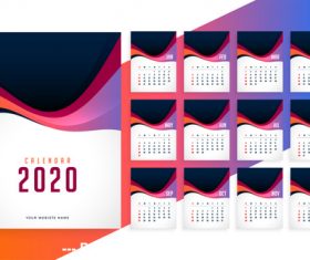 2020 modern new year calendar template vector