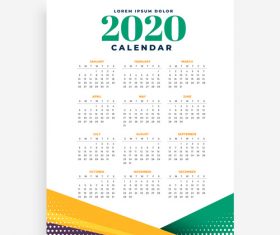 2020 new year calendar template vector