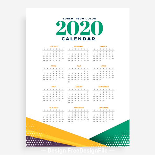2020 new year calendar template vector