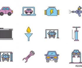 25 colorful car themed icons vector