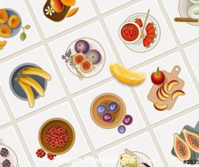 25 colorful fruit icons vector
