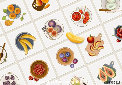 25 colorful fruit icons vector