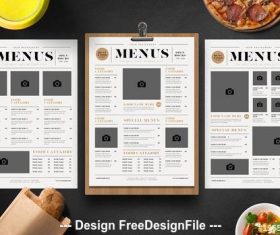 3 Menus with newspaper style vector