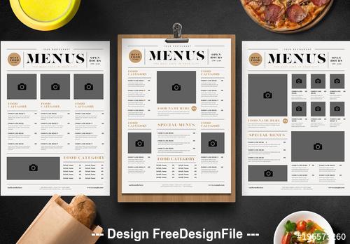 3 Menus with newspaper style vector