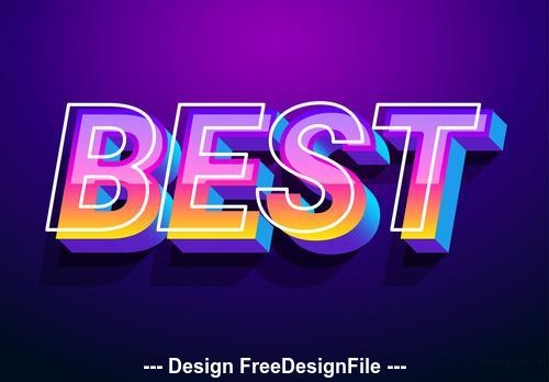 Download 3D text effect with outline vector free download