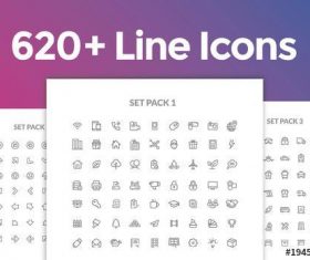 620 line srt icons set vector