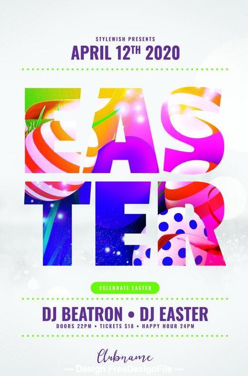 Abstract Colored Easter Flyer Psd Template