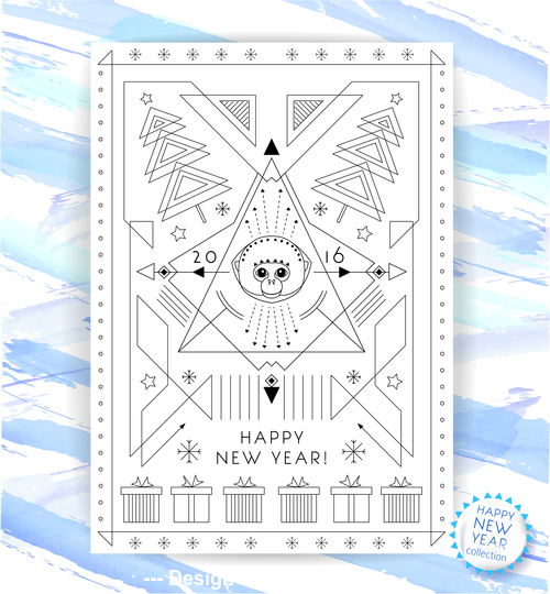 Abstract new year line pattern flyer vector